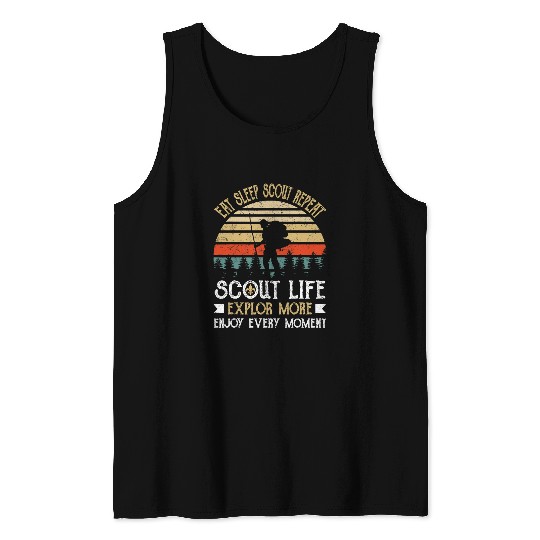 Scout Job Eat Sleep Scout Repeat Scouting Life Camper Gifts Tank Tops