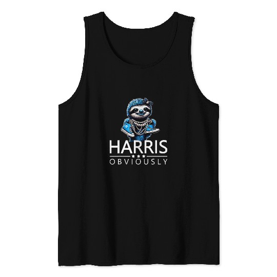 Sloth Pet Chucks And Pearls Kamala Harris Obviously Tank Tops