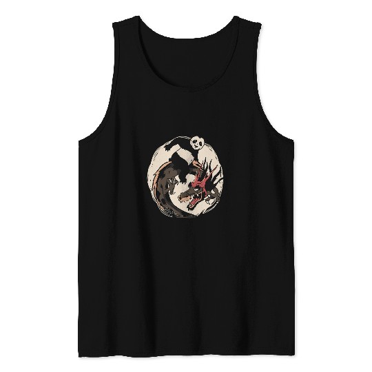 Dragon Pet Anime Panda Japanese Dragon Tank Tops