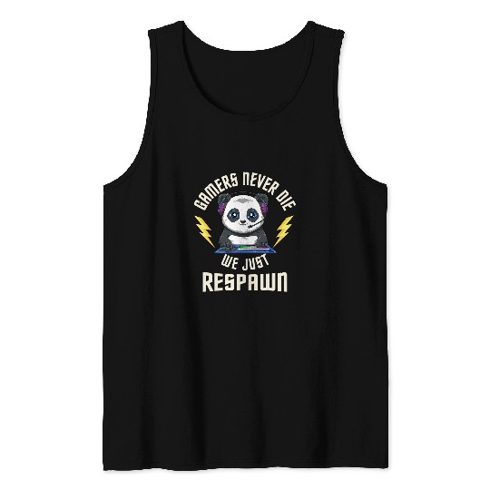 Panda Pet Funny Gamer Panda Online Gaming Computer Video Games Tank Tops