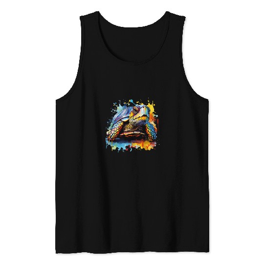 Turtle Pet Colorful Splash Art Eastern Box Turtle Lover Tank Tops