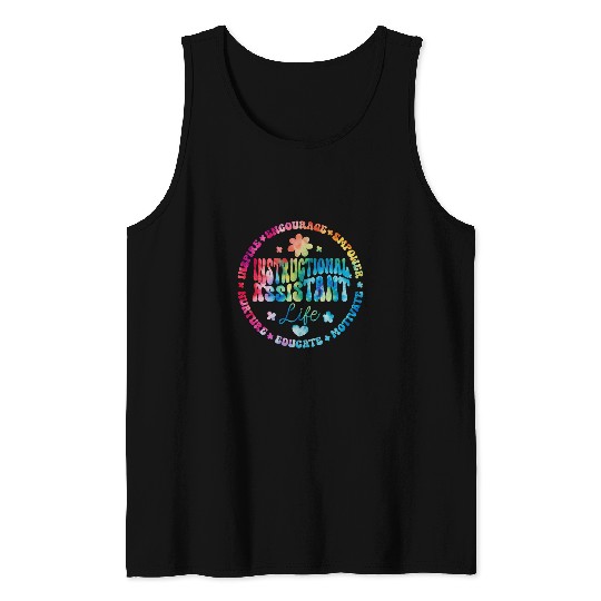 Instructional Assistant Life 100th Day School Teacher Aide Tank Tops