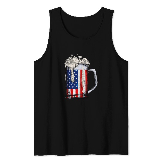 Beer Fun Beer 4th Of July Men Women American Flag Drinking Mug Gifts Tank Tops