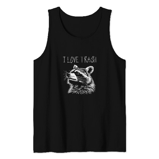 Raccoon Pet Funny Street Cat I Love Trash Raccoon 2 Tank Tops
