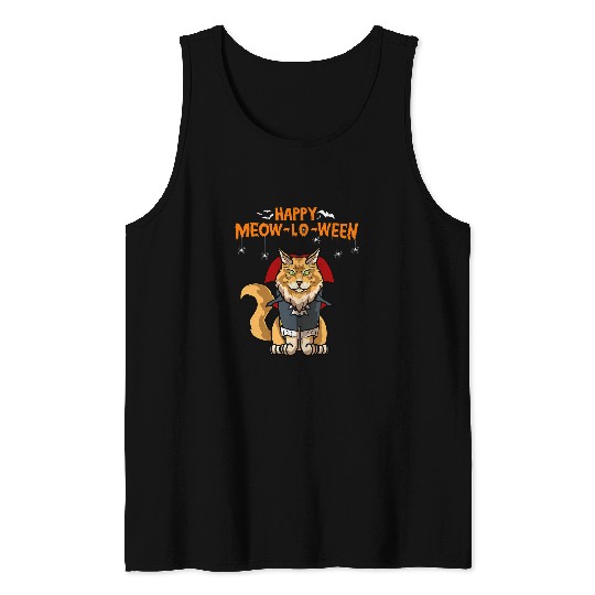 Owl Pet Happy Meowloween Maine Coon Cat for Halloween Tank Tops