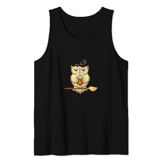 Owl Pet Halloween Owl Pumpkin Basket Funny Trick or Treat Party Tank Tops