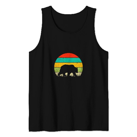Bear Pet Bear Retro Sunset Graphic Tank Tops