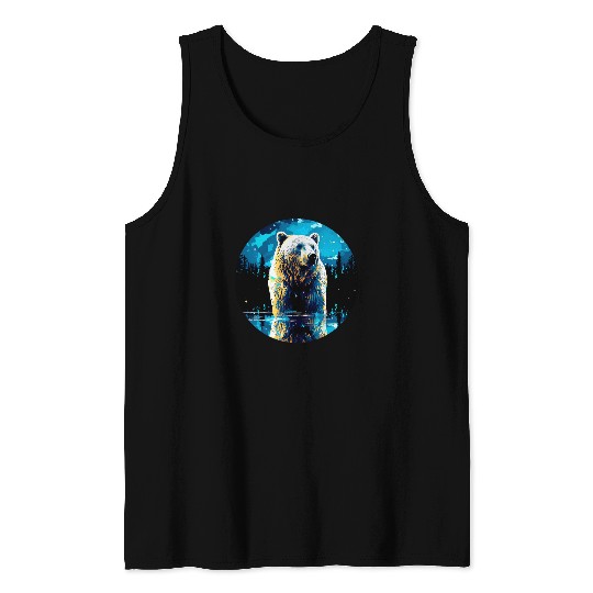 Bear Pet bear polar arctic animal in a forest lake Tank Tops