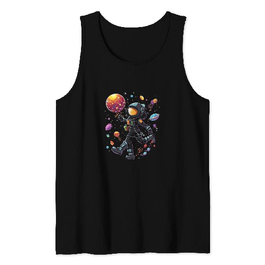 Astronaut EDM Dance Festival Space Planets Solar System 14 Tank Tops