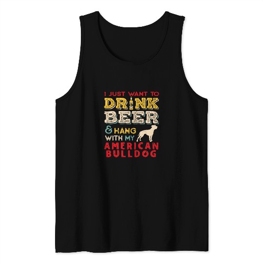 American Bulldog Dad Drink Beer Hang With Dog vintages Funny Tank Tops
