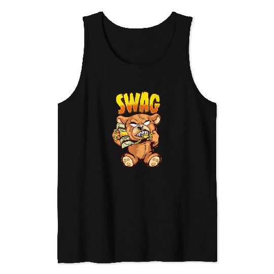 Bear Pet Money Calling Hip Hop Teddy Bear Gangster Rap Drip Swag Dope Tank Tops