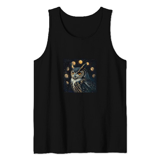 Owl Pet Moon Phases Witchy Owl Pastel Goth Tank Tops