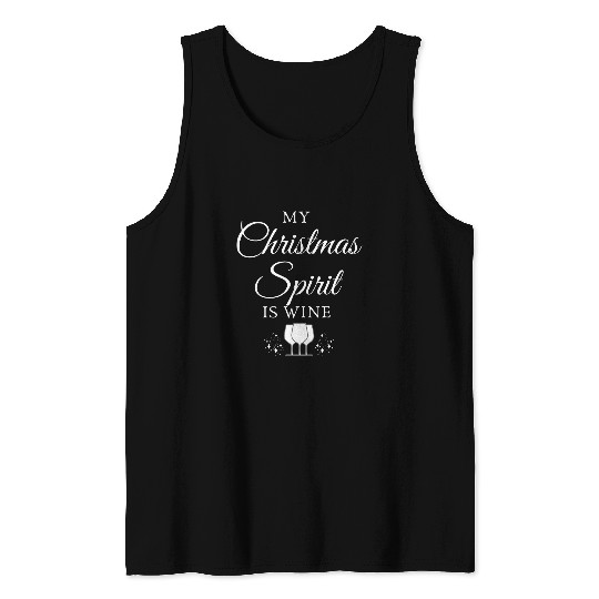 Wines Fun Funny Christmas Spirit Drinking Saying Wines Glass and Stars Tank Tops