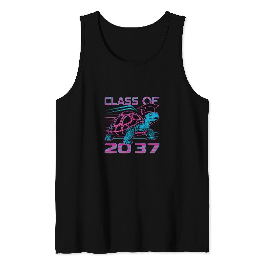 Turtle Pet Class of 2037 Turtle Retro 80s Graduation Tank Tops