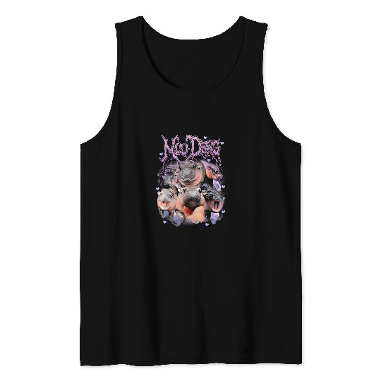 Hippo Pet Funny Moo Deng Baby Pygmy Hippo Cute Zoo For Family Meme Tank Tops
