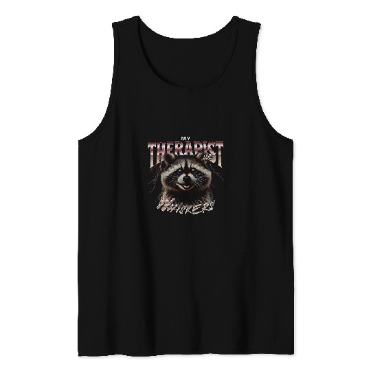 Raccoon Pet Bootleg Rap Style My Therapist Has Whiskers Tank Tops