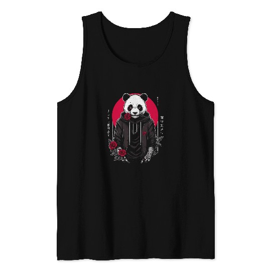 Panda Pet Roses Gothic Japan Underground Japanese Streetwear 8 Tank Tops