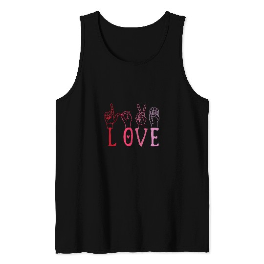 Funny Valentines Day ASL Love tee Sign Language for women Tank Tops
