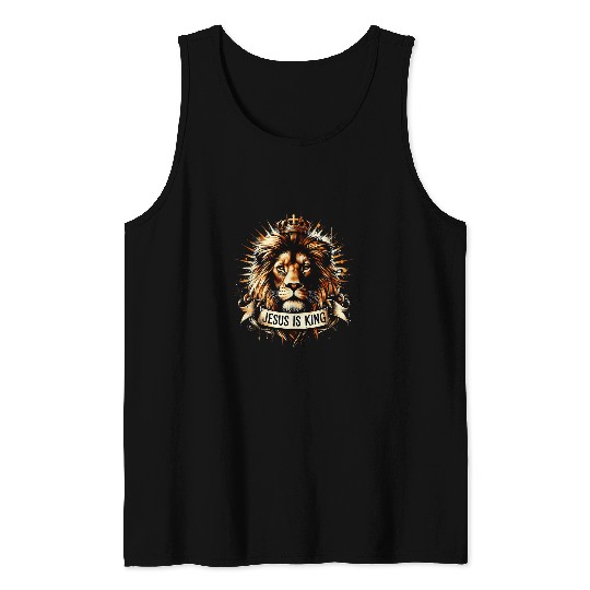 Lion Pet Jesus Is King Christian Lion Bible Scripture Jesus Believer Tank Tops