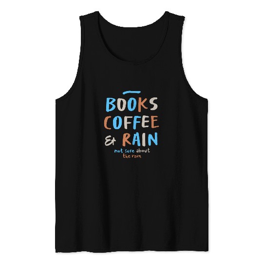 Coffee Fun Happy Books Coffee Rain Funny Navy Blue Tank Tops