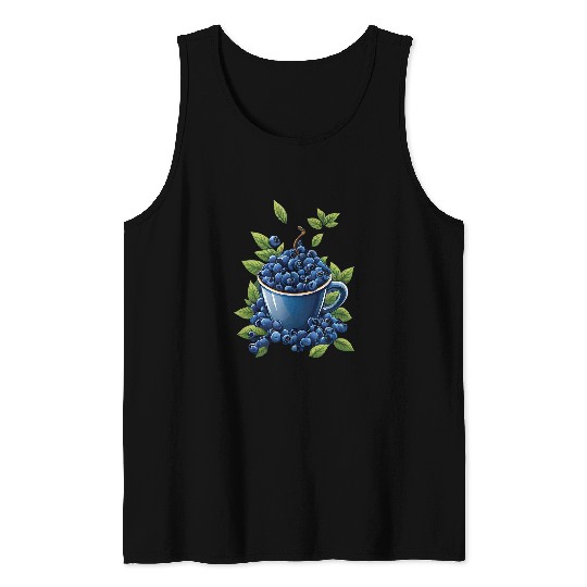 Blueberry Coffee Cup Farmer Blueberries Berry Healthy Fruit Tank Tops