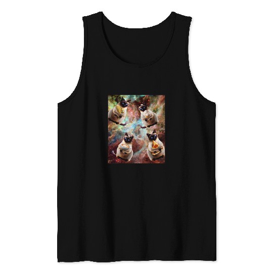 Coffee Fun Space Galaxy Cat Pizza Taco Coffee Ice Cream Cats 2 Tank Tops