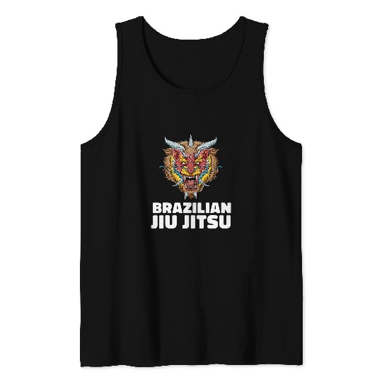 Lion Pet Jiu Jitsu Lion Demon Head Brazilian Jiu Jitsu MMA Grappling Tank Tops