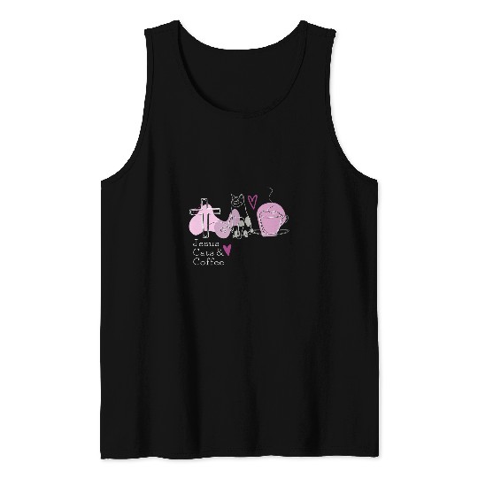 Coffee Fun Jesus Cats And Coffee Minimalist Graphic Design Tank Tops