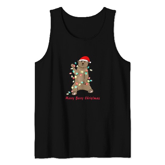 Bear Pet Merry Berry Christmas bear lights Funny Pun Tank Tops