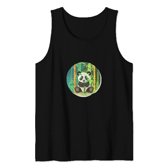 Panda Pet Power Mighty Bamboo Eating Machine in Bamboo Forest C Tank Tops