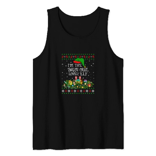 Owl Pet Matching Family Ugly I m The Barn Owl Lover Elf Christmas Tank Tops