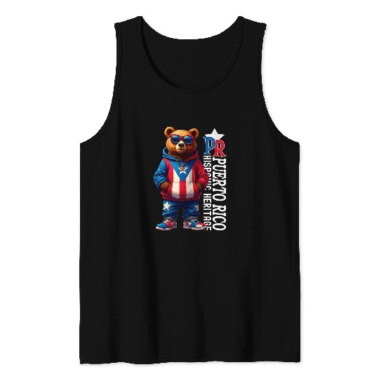 Bear Pet Funny Puerto Rico Flag Cute Teddy Bear Boricua Puerto Rican 8 Tank Tops