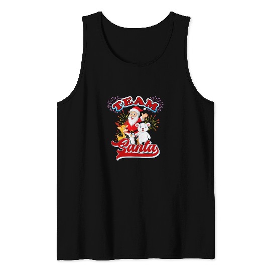 Bear Pet Team Santa Funny Polar Bear Penguin Santa s Reindeer Xmas Tank Tops