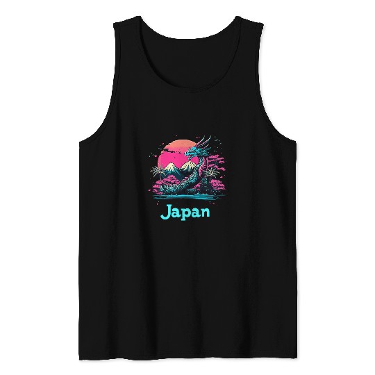Dragon Pet Japanese Tokyo Retro 80s Asian Inspired Graphic 1 Tank Tops