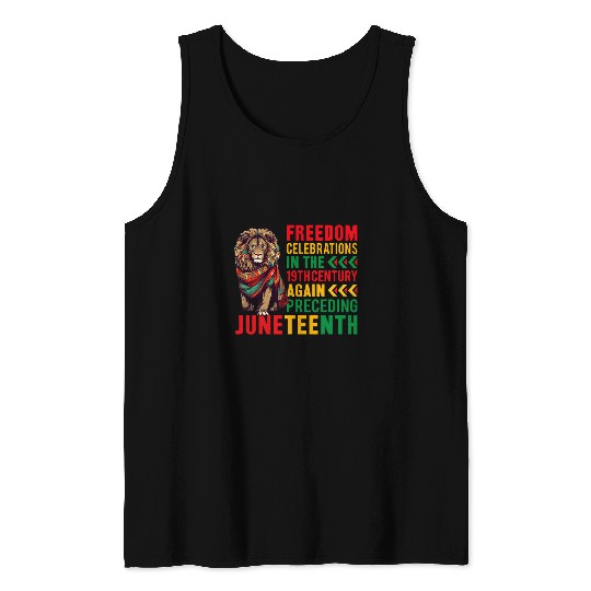 Lion Pet Juneteenth Cool Black History African Flag Juneteenth Tank Tops