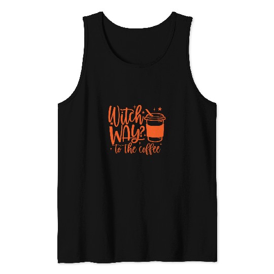 Coffee Fun Witch Way To The Coffee Halloween Tank Tops