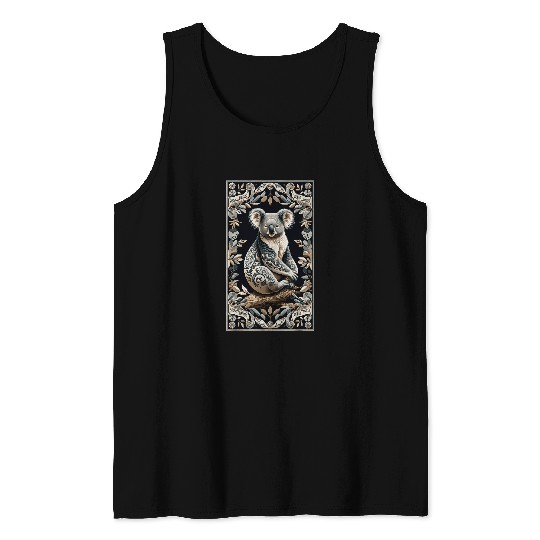 Koala Pet vintages Koala Artwork Elegant Tapestry Motif Style Tank Tops