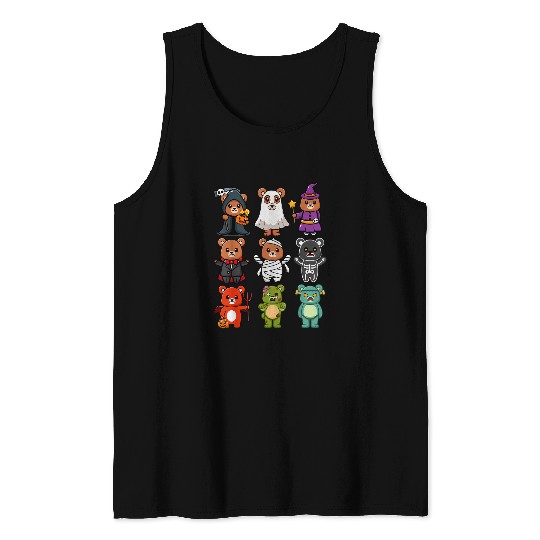 Bear Pet Bear Spooky ghosts BooJee Horror Pumpkin Bear Halloween Tank Tops