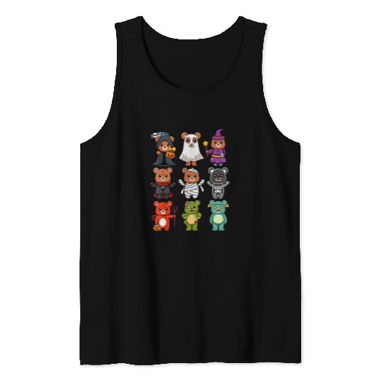 Bear Pet Bear Spooky ghosts BooJee Horror Pumpkin Bear Halloween Tank Tops