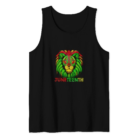 Lion Pet JUNETEENTH Lion African Freedom Art American Black History Tank Tops