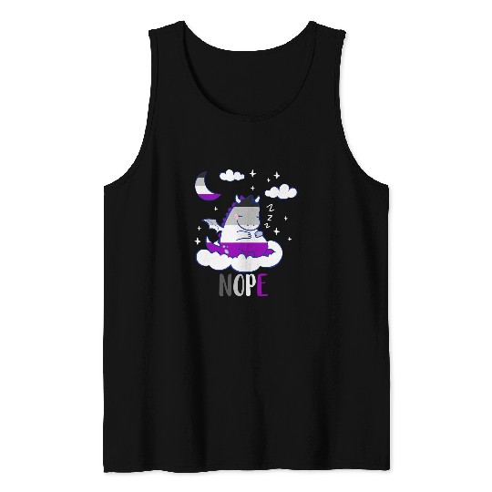Dragon Pet Asexual Cute Dragon Nope Ace Sleep Night LGBQA Asexuality Tank Tops