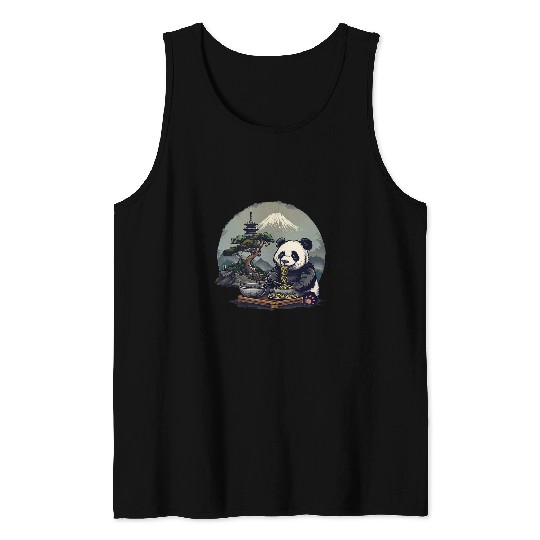 Panda Pet Ramen Lover Bonsai Tree Mount Fuji Panda Noodle Bowl Tank Tops