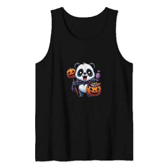 Panda Pet Scary Halloween ghosts Spooky Pumpkin Candy Kids Tank Tops
