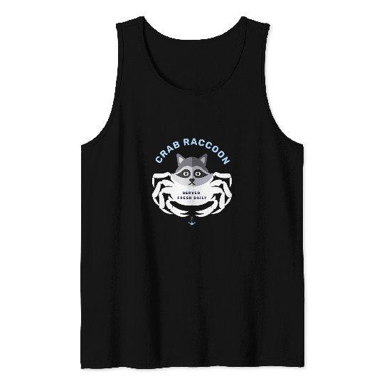 Raccoon Pet Crab Raccoon Crab Rangoon Funny Pun Joke Gag Tank Tops