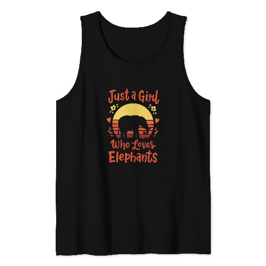 Elephant Pet Just a Girl Who Loves Elephants Retro Vintage Tank Tops