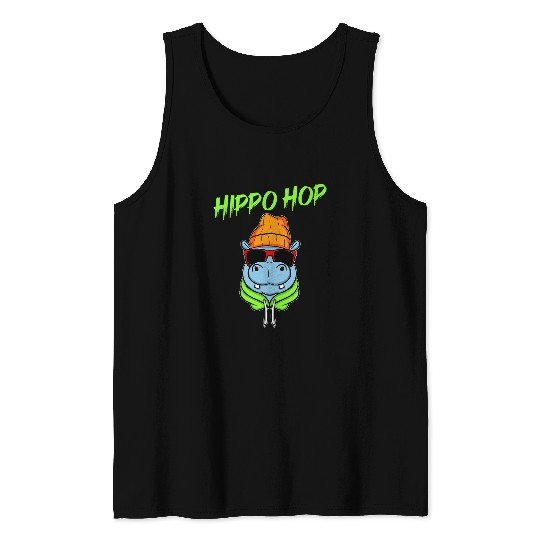 Hippo Pet Hop Funny Hippopotamus Hip Hop Rap Music Lover Tank Tops