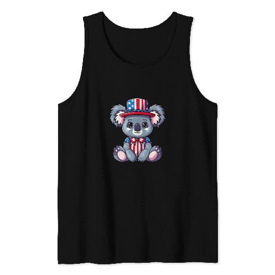 Koala Pet USA Flag 4th Of July Tank Tops
