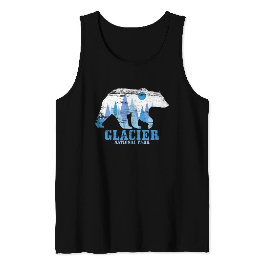 Glacier National Park Bear vintages Hiking Nature Lover Tank Tops
