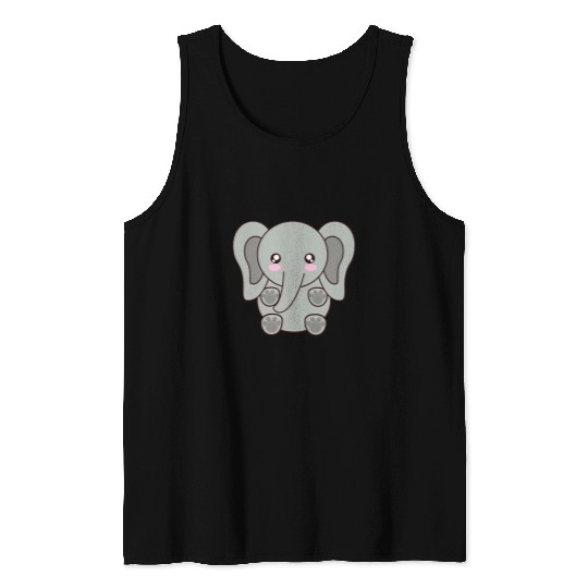 Elephant Pet Kawaii Anime Indie Vaporwave Aesthetic Tank Tops