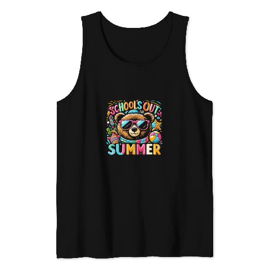 Bear Pet Funny Schools Out For Summer Teacher Kid Girls Boys Bear Tank Tops